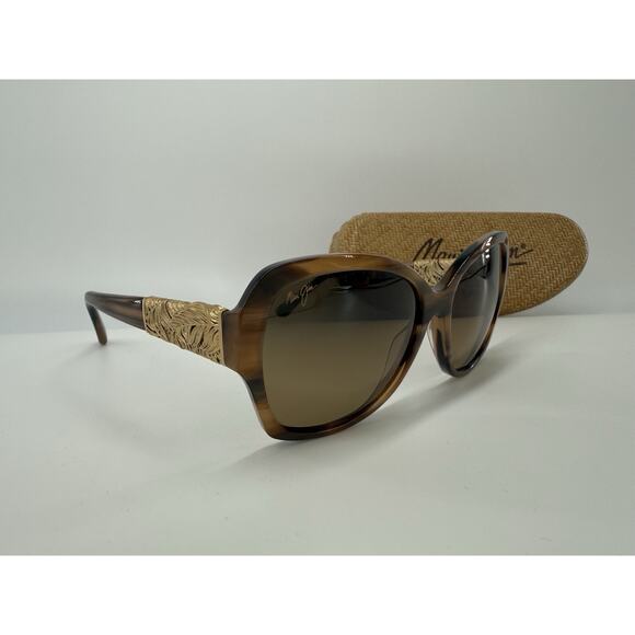 MAUI JIM SWAYING PALMS MJ 530-93 BROWN 24K GOLD BRONZE POLARIZED SUNGLASSES 9 - Picture 1 of 14